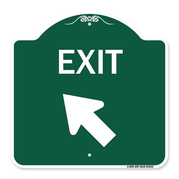 Signmission Designer Series Exit Exit W/ Left Arrow, Green & White Aluminum Sign, 18" H, 18" L, GW-1818-24032 A-DES-GW-1818-24032 - main